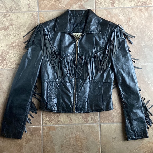 Vintage Jackets & Coats Vintage Bermans Leather Fringe Moto Jacket